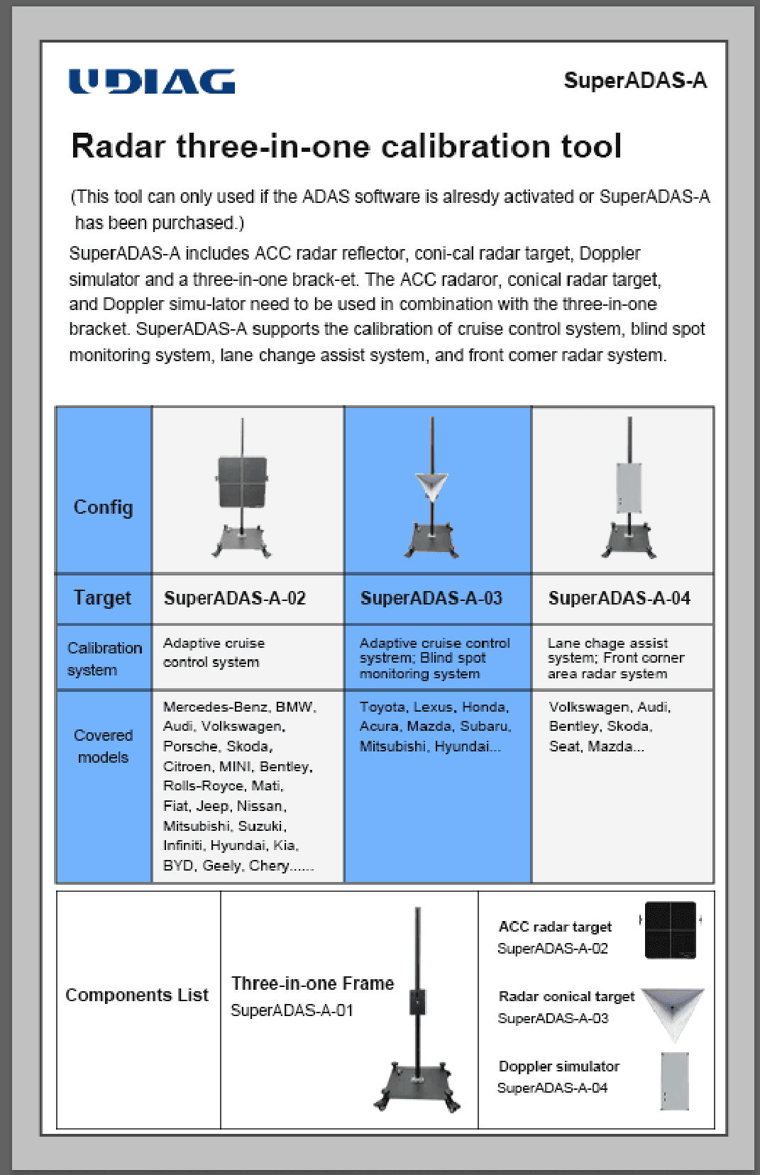 UDIAG SuperADAS-B | Kit Calibration ADAS Complet