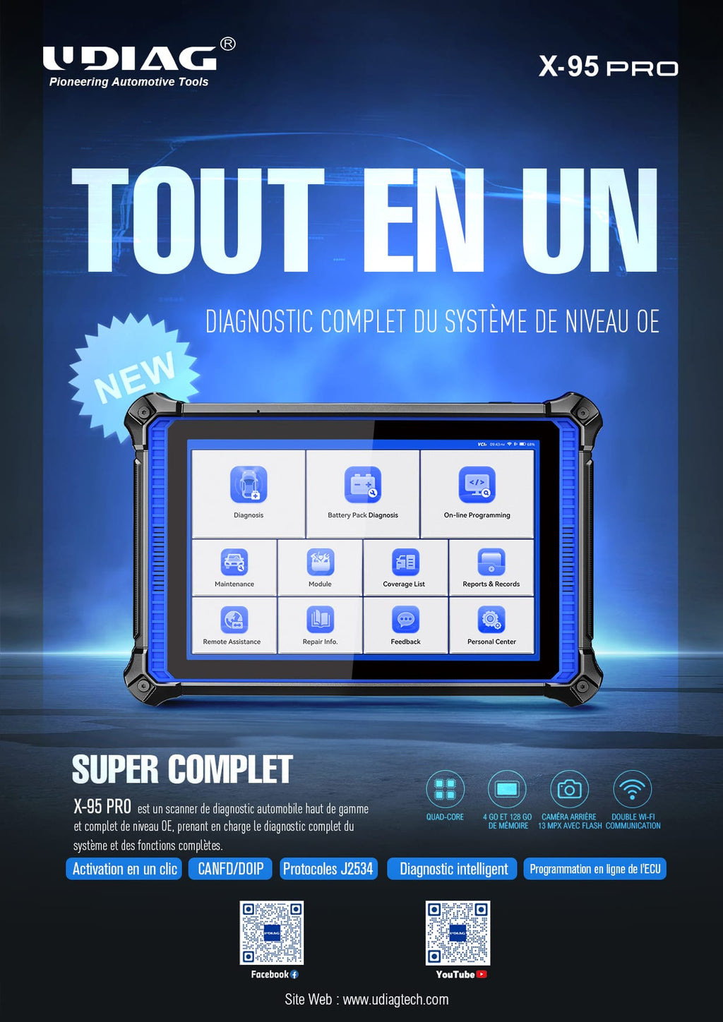 UDIAG X-95 PRO | Outil Diagnostic Auto OE-Level J2534